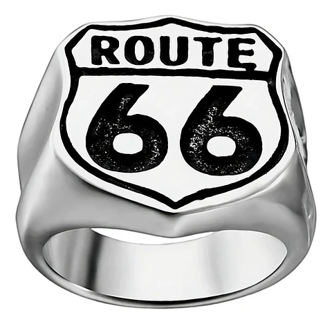 Anillo Acero Inoxidable Ruta 66 Biker Motorista Para Hombre 