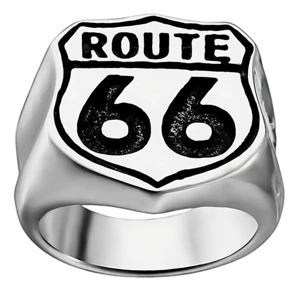 Anillo Acero Inoxidable Ruta 66 Biker Motorista Para Hombre  1