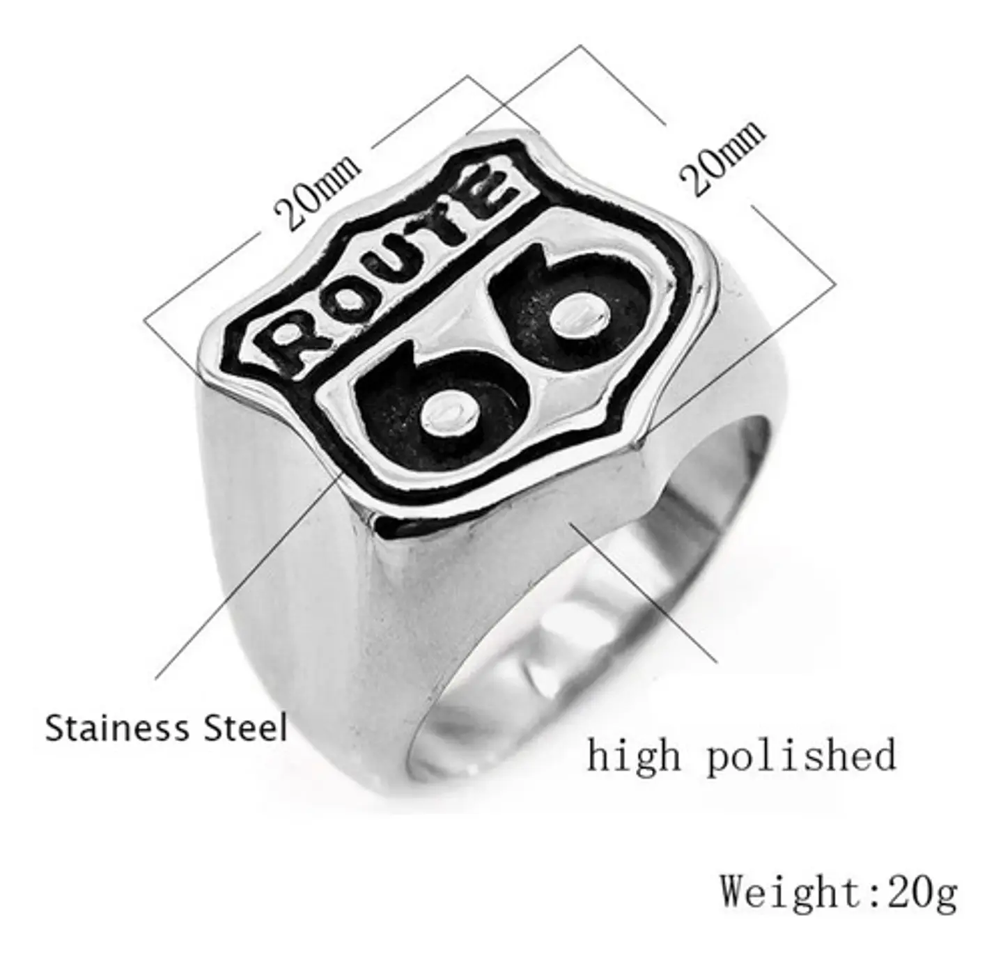 Anillo Acero Inoxidable Ruta 66 Biker Motorista Para Hombre  3