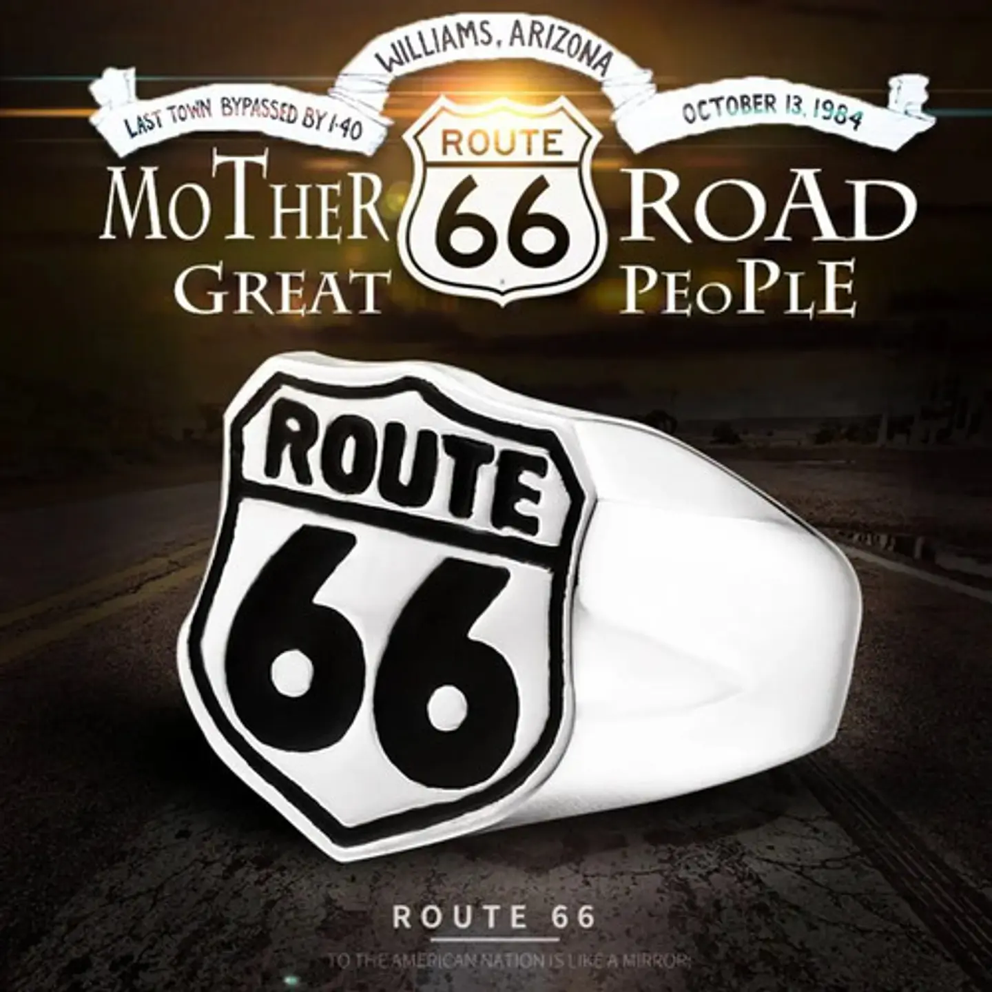 Anillo Acero Inoxidable Ruta 66 Biker Motorista Para Hombre  6
