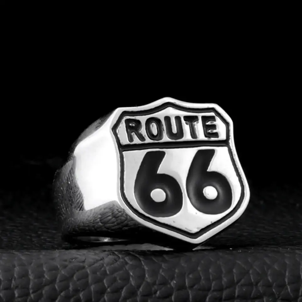 Anillo Acero Inoxidable Ruta 66 Biker Motorista Para Hombre  7