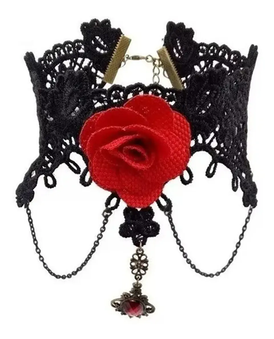 Gargantilla Choker Collar Para Mujer Colgante Gotico Encaje 1