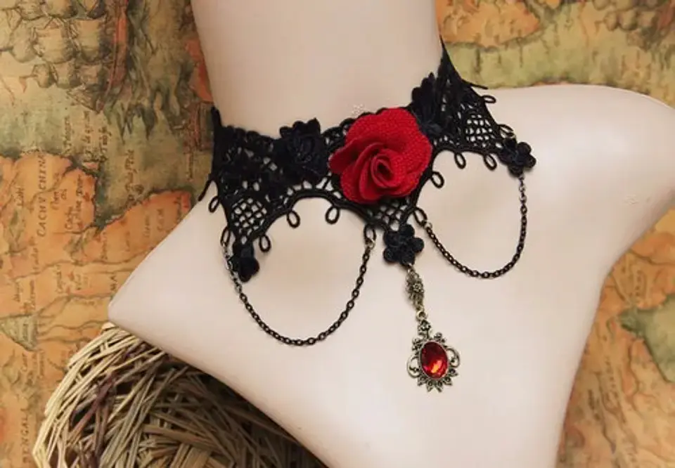 Gargantilla Choker Collar Para Mujer Colgante Gotico Encaje 3