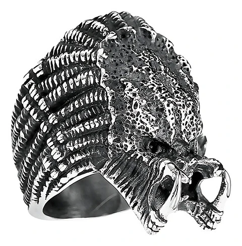 Anillo Color Plata Skull Depredador Acero Inoxidable Hombre 