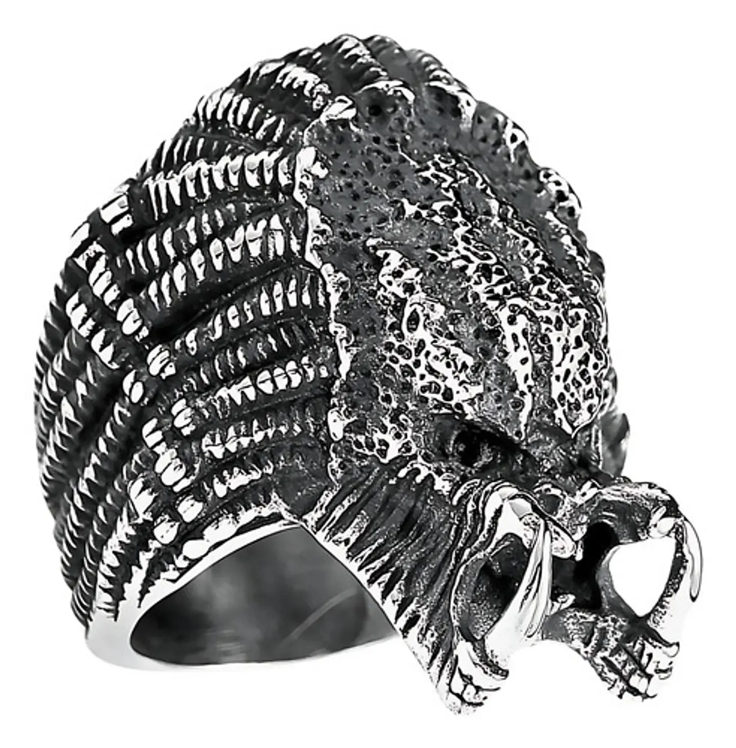 Anillo Color Plata Skull Depredador Acero Inoxidable Hombre  1