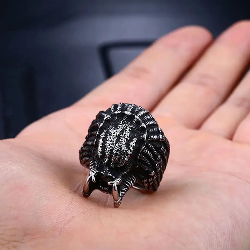Anillo Color Plata Skull Depredador Acero Inoxidable Hombre  4