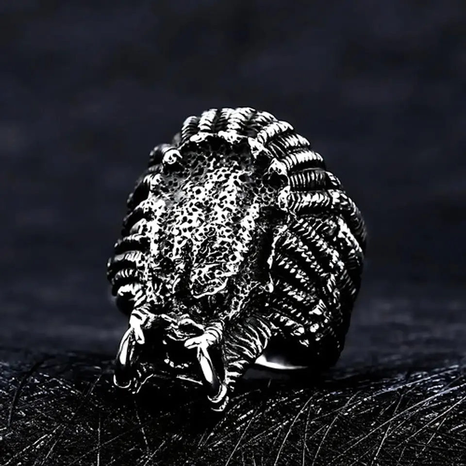 Anillo Color Plata Skull Depredador Acero Inoxidable Hombre  5