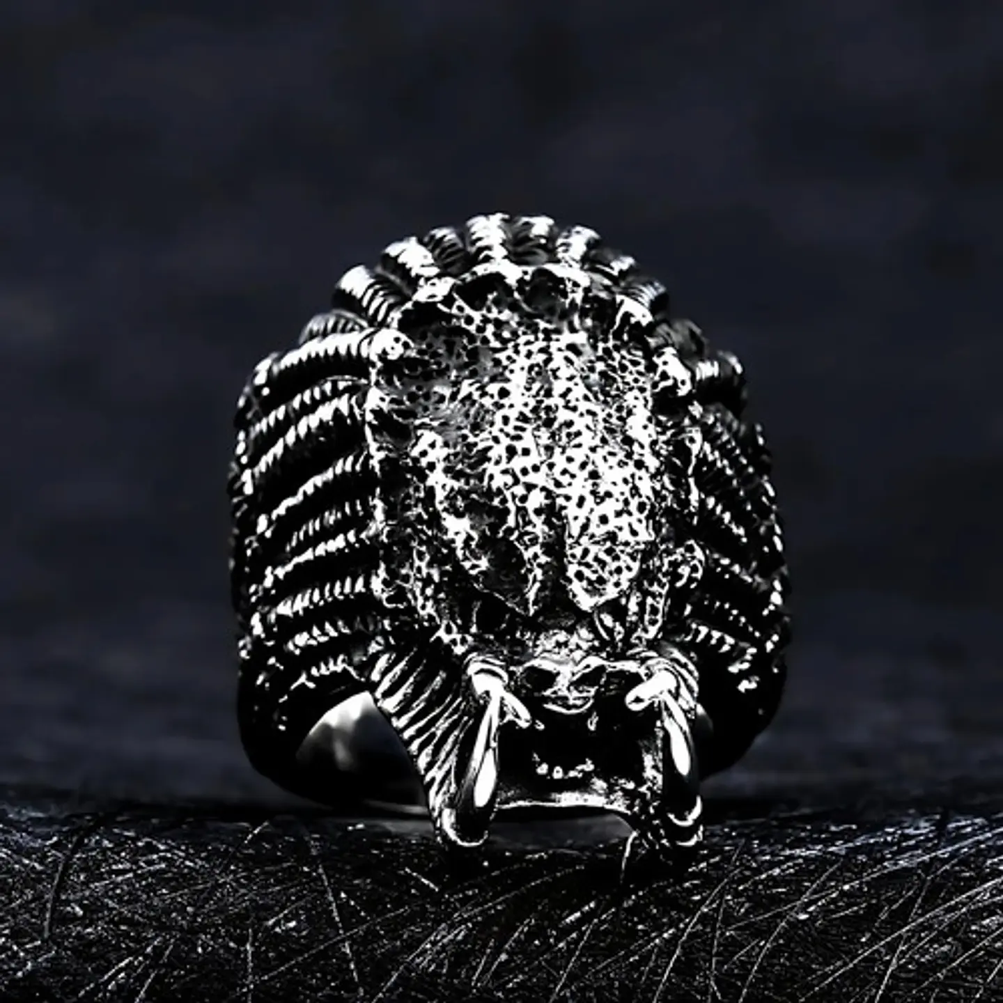 Anillo Color Plata Skull Depredador Acero Inoxidable Hombre  6