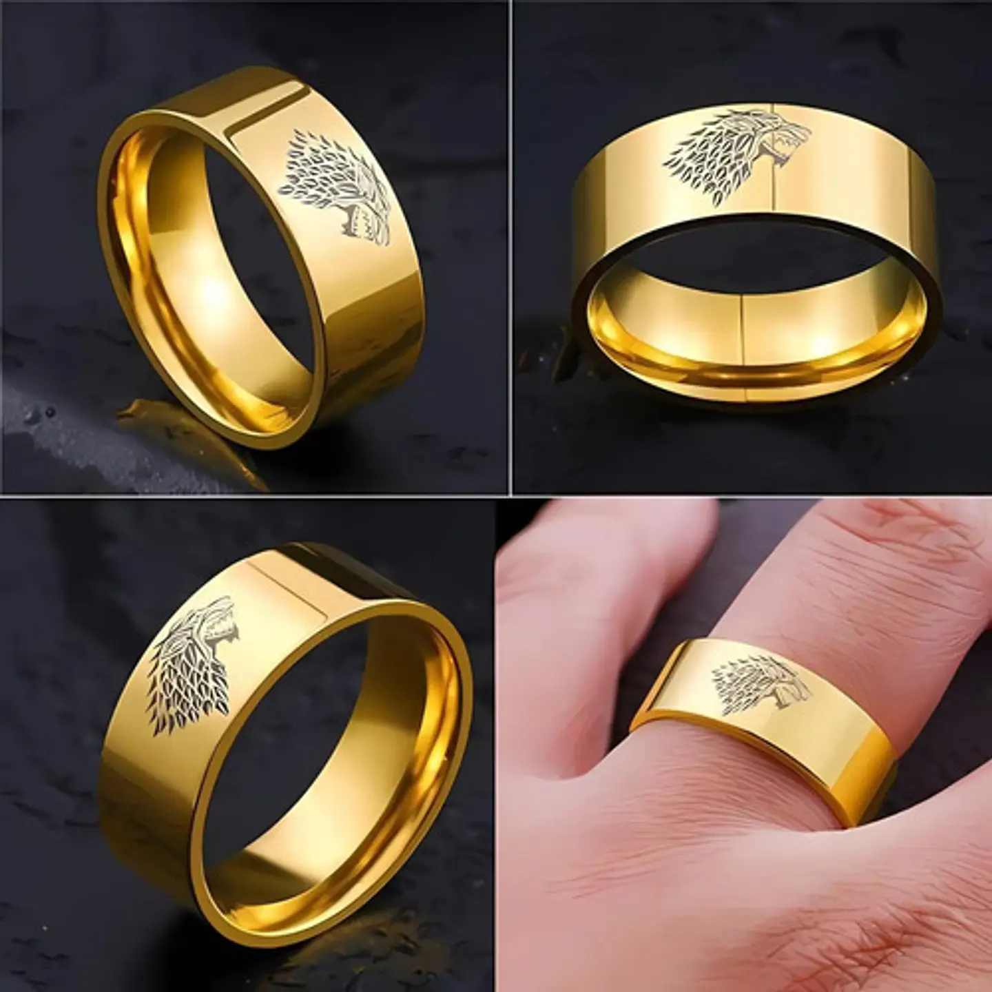 Anillo Game Of Thrones Lobo Stark Acero Inoxida Hombre Mujer 3