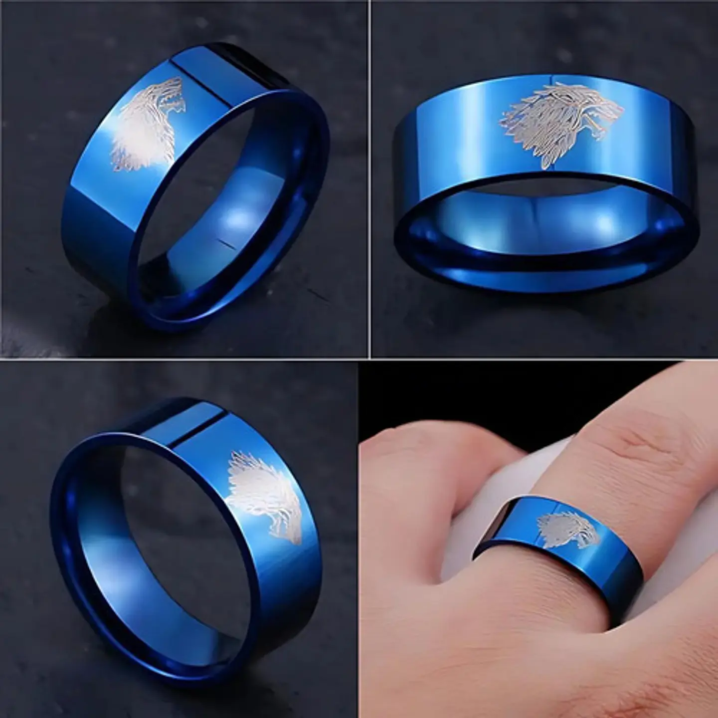 Anillo Game Of Thrones Lobo Stark Acero Inoxida Hombre Mujer 10