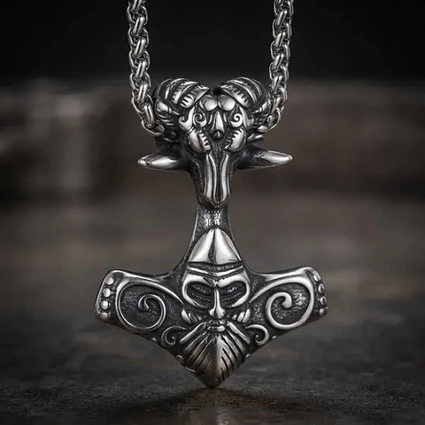 Collar Vikingo En Acero Hombre Dije Martillo Thor Mjolnir