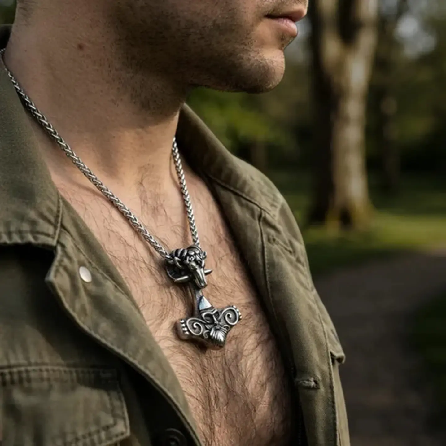 Collar Vikingo En Acero Hombre Dije Martillo Thor Mjolnir 3