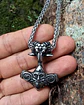 Collar Vikingo En Acero Hombre Dije Martillo Thor Mjolnir - Miniatura 4