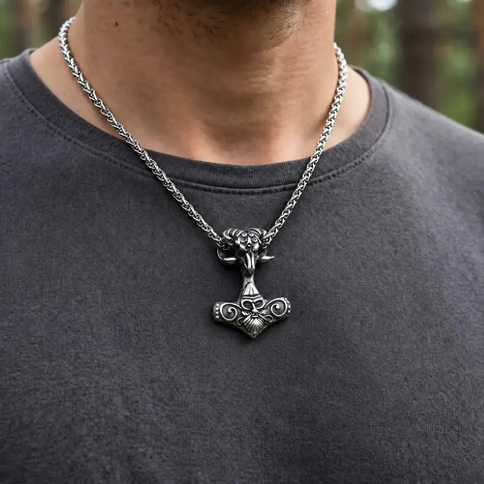 Collar Vikingo En Acero Hombre Dije Martillo Thor Mjolnir 8