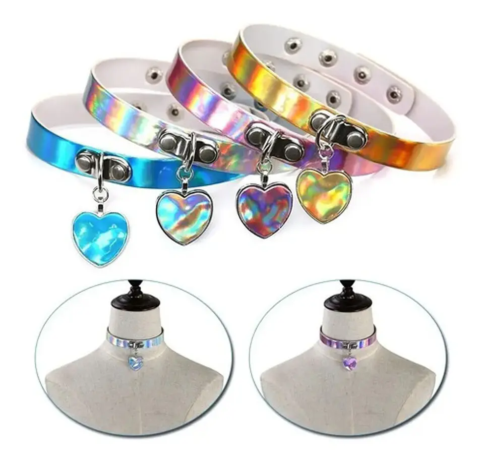 Collar Choker Gargantilla Punky Colgante Corazon Mujer Moda 3