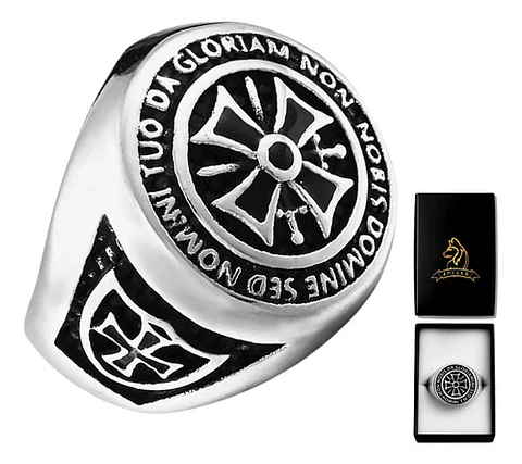 Anillo Acero Inoxidable Caballero Templario Masón Hombre 