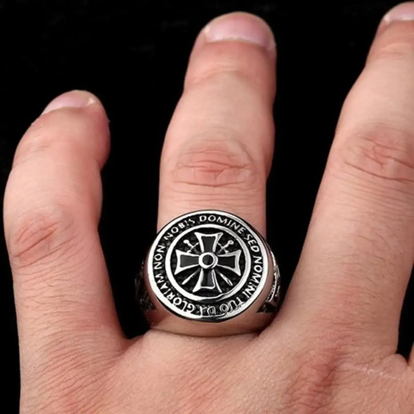 Anillo Acero Inoxidable Caballero Templario Masón Hombre  10