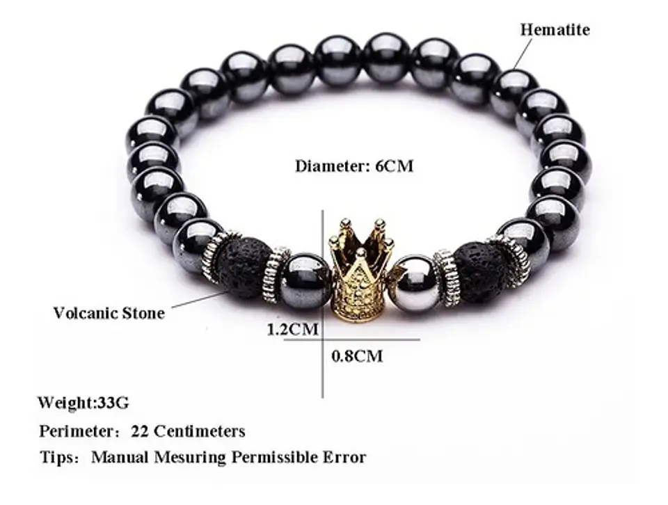 Brazalete Pulsera Manilla Hematita Piedra Volcánica Hombre 4