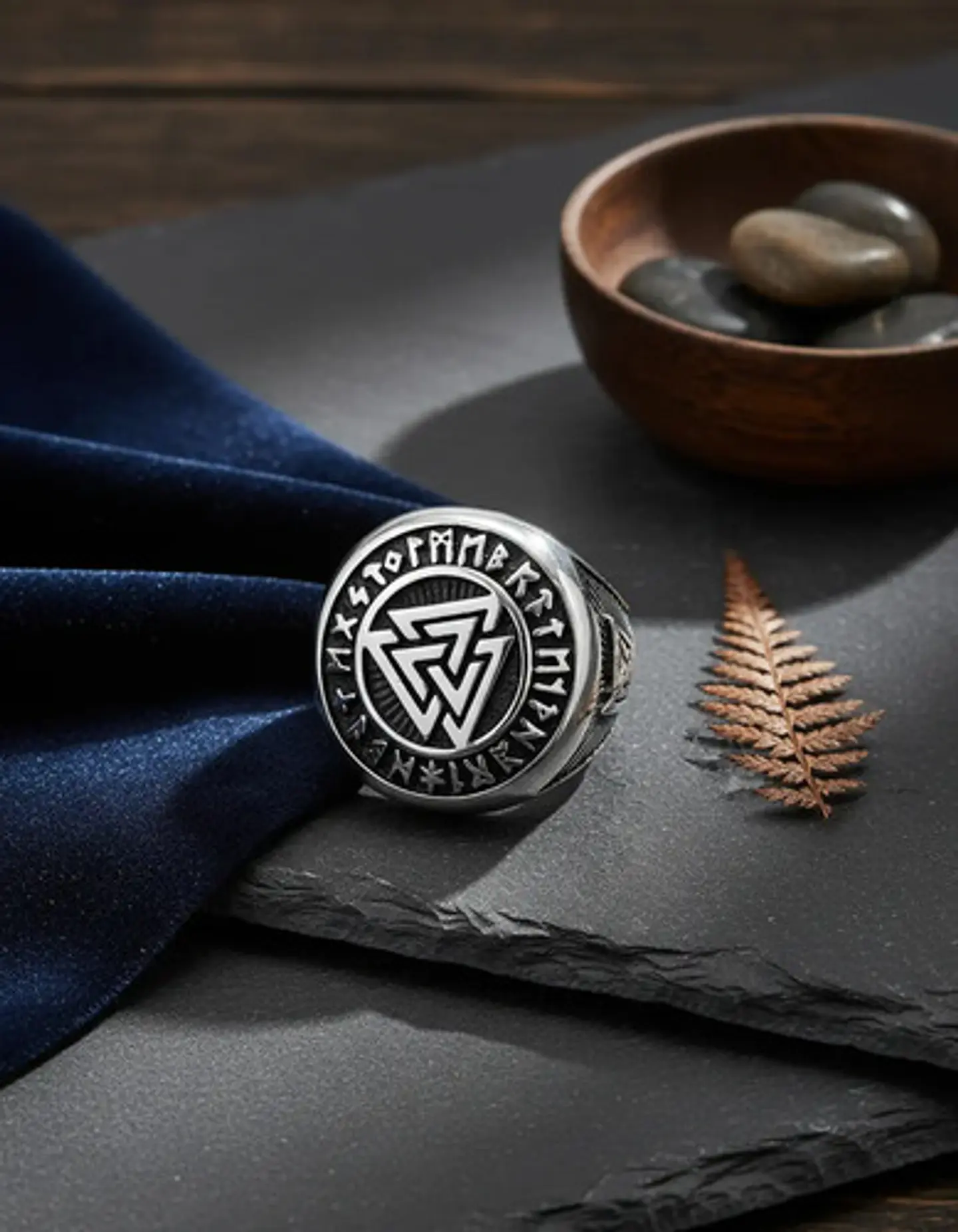Anillo Color Plata Vikingo Triangulo Acero Inoxidable Hombre 7