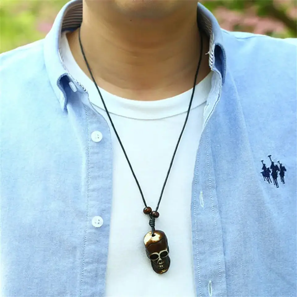 Collar Cráneo Calavera Skull Imitación Colmillo Hombre 10