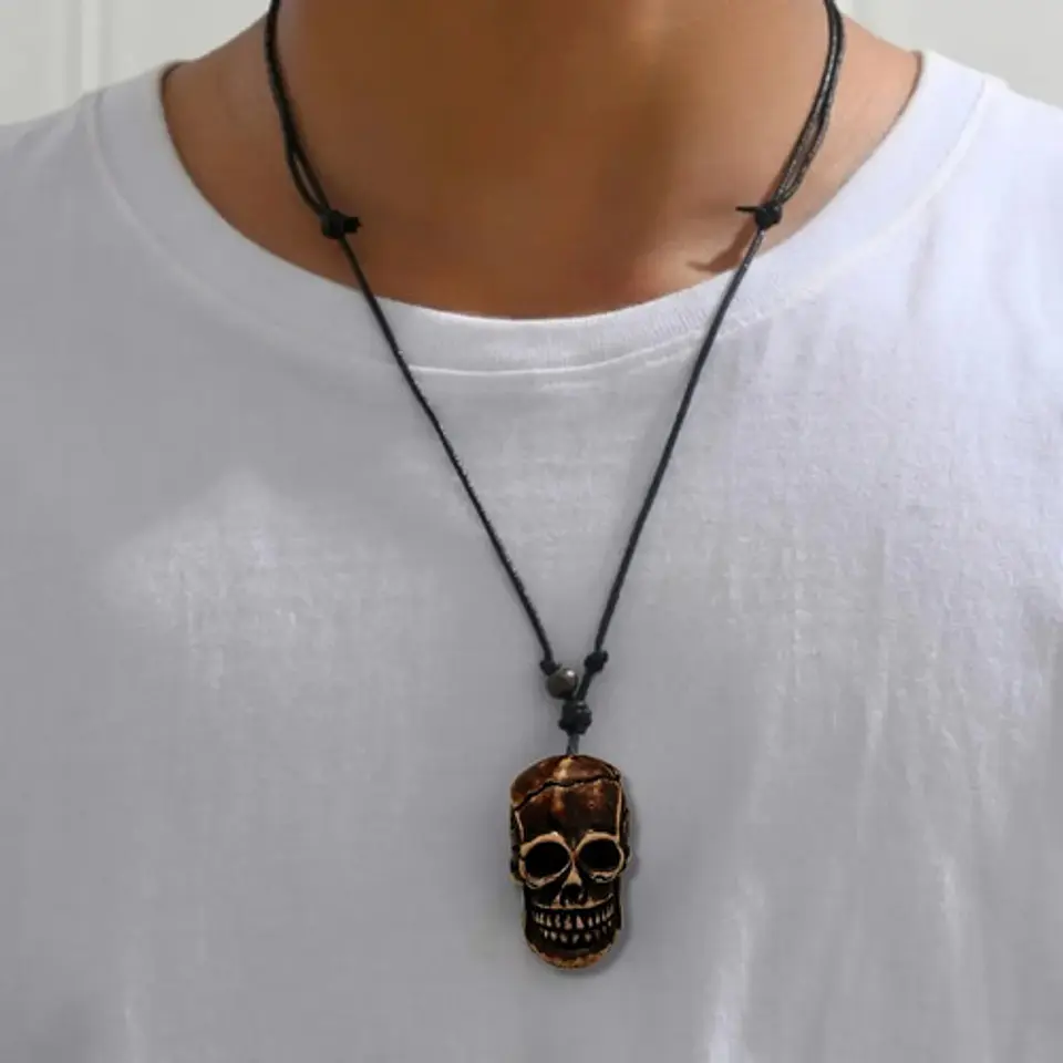 Collar Cráneo Calavera Skull Imitación Colmillo Hombre 11
