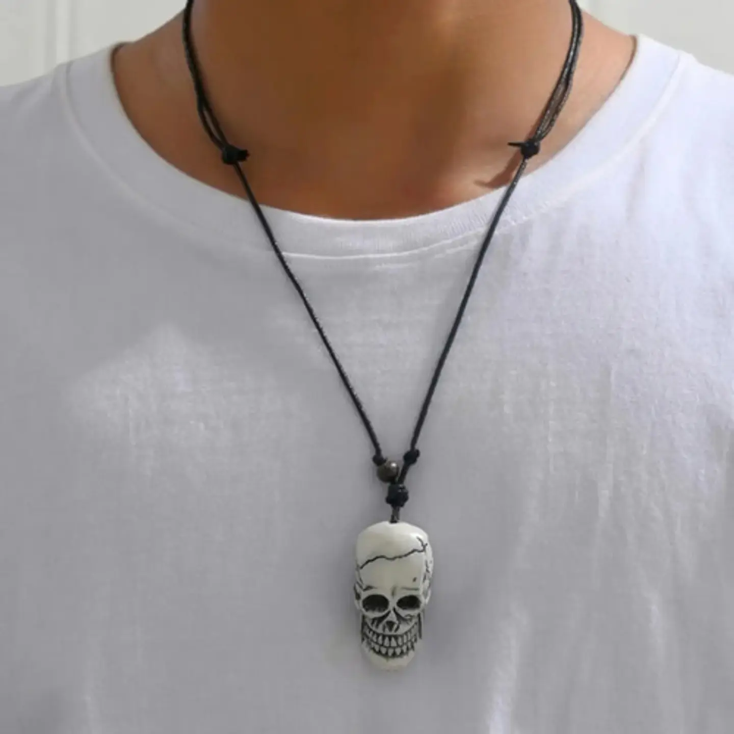 Collar Cráneo Calavera Skull Imitación Colmillo Hombre 20