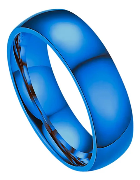 Anillo Argolla Azul Acero Inoxidable Hombre Mujer Moda