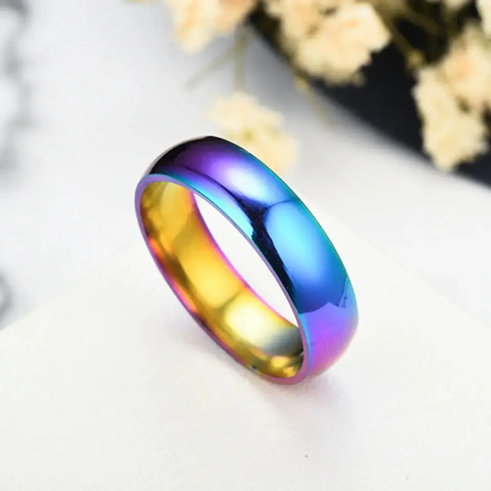 Anillo Argolla Azul Acero Inoxidable Hombre Mujer Moda 3