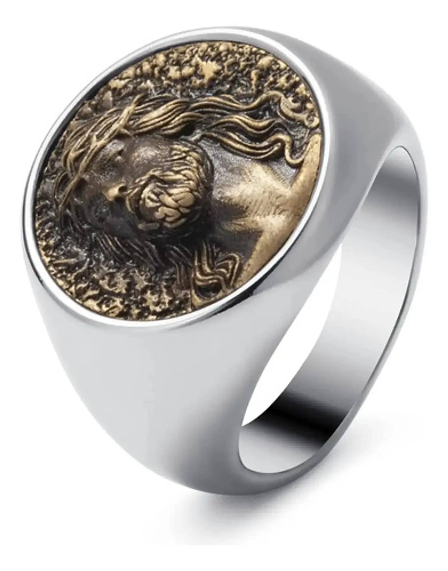 Anillo en acero para hombres forma rostro Jesús  1