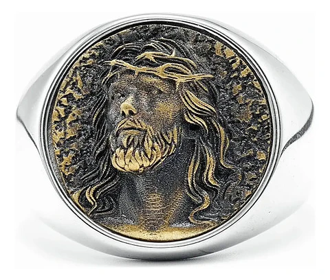 Anillo en acero para hombres forma rostro Jesús 