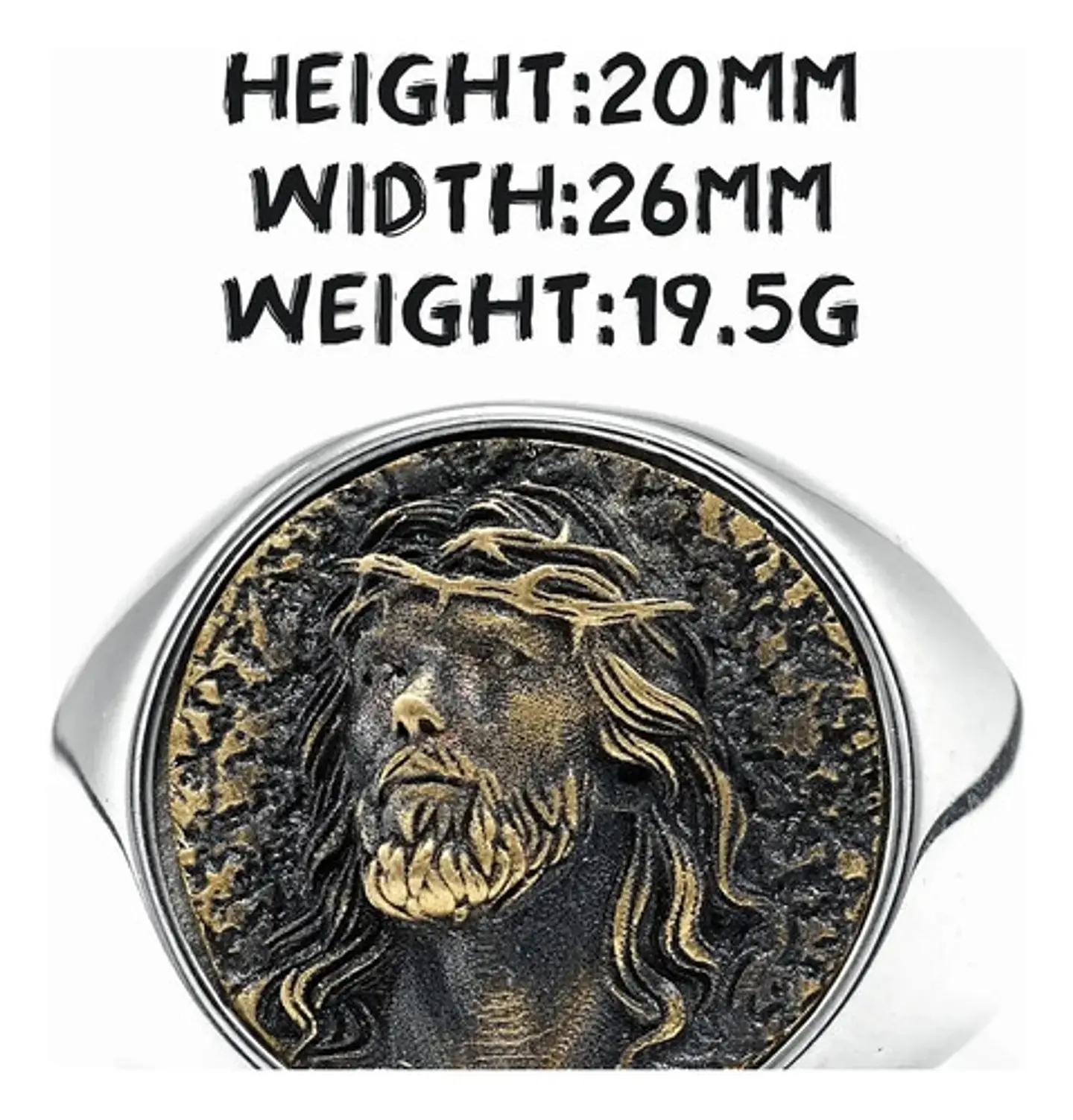 Anillo en acero para hombres forma rostro Jesús  4