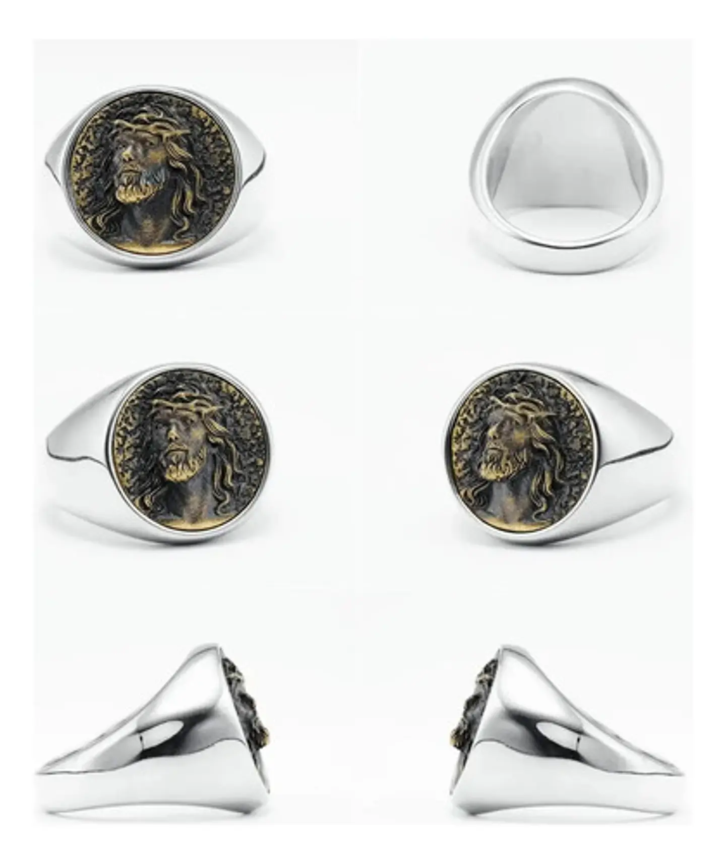 Anillo en acero para hombres forma rostro Jesús  5