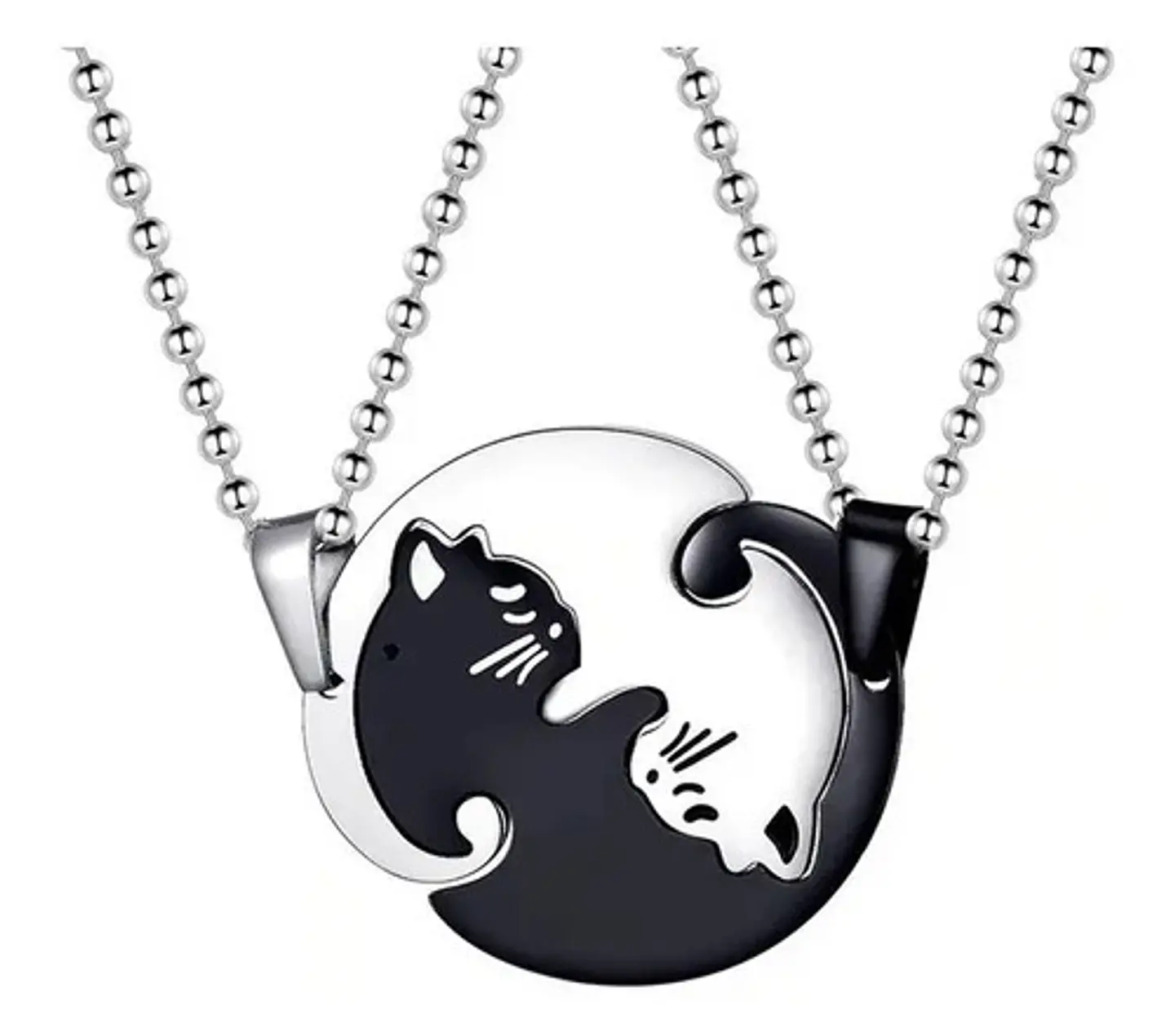 Collar en acero para Mujer Y Hombre Parejas Yin Yang Gato 4