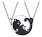 Collar en acero para Mujer Y Hombre Parejas Yin Yang Gato - Miniatura 4