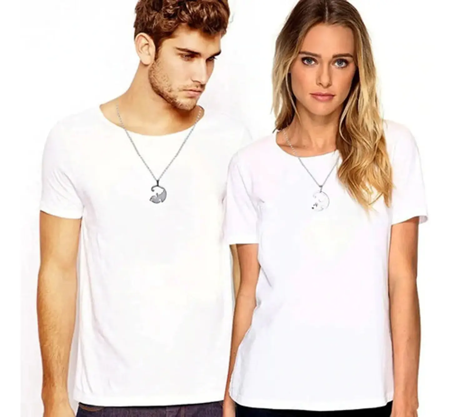 Collar en acero para Mujer Y Hombre Parejas Yin Yang Gato 5