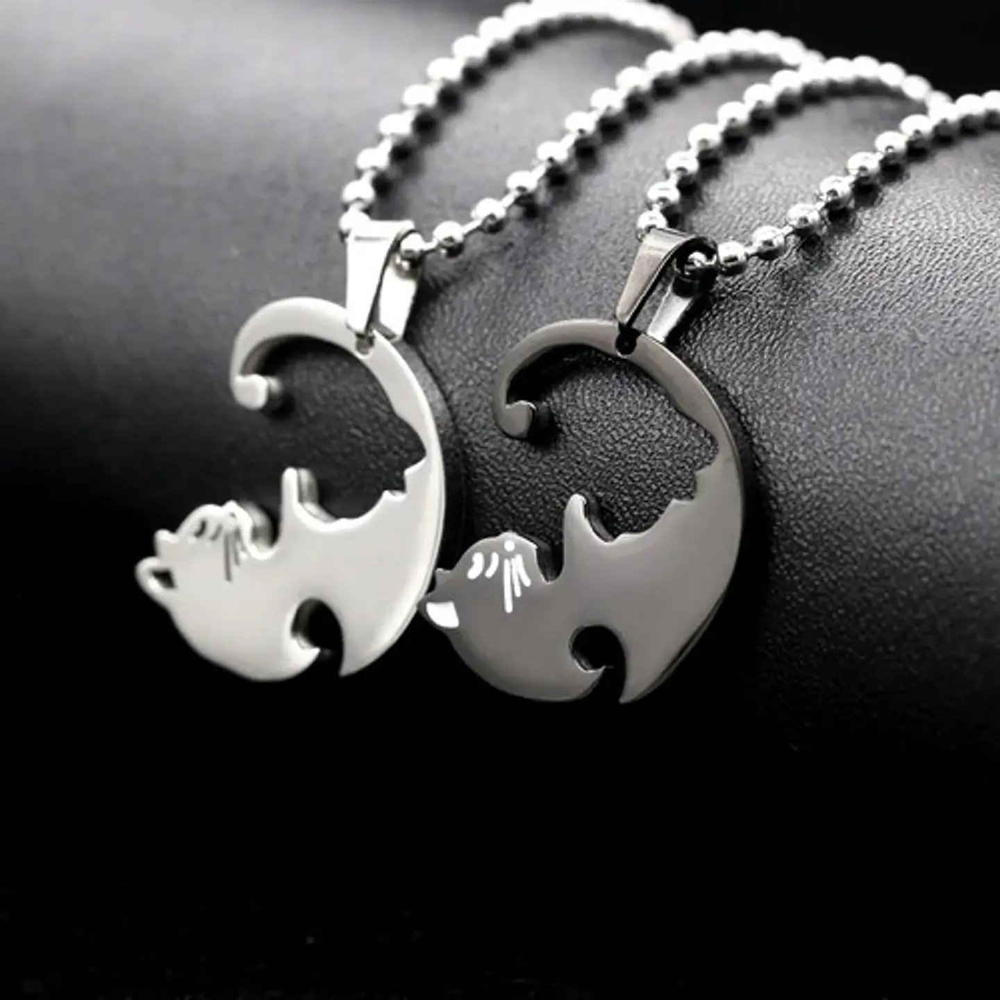 Collar en acero para Mujer Y Hombre Parejas Yin Yang Gato 6