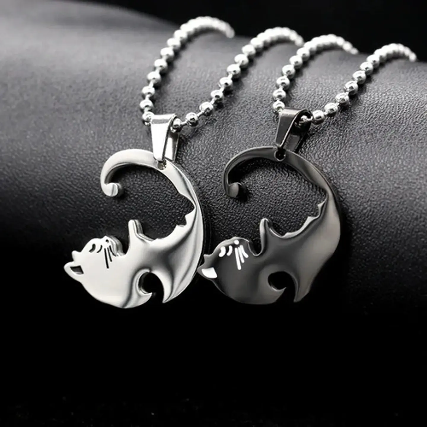 Collar en acero para Mujer Y Hombre Parejas Yin Yang Gato 7