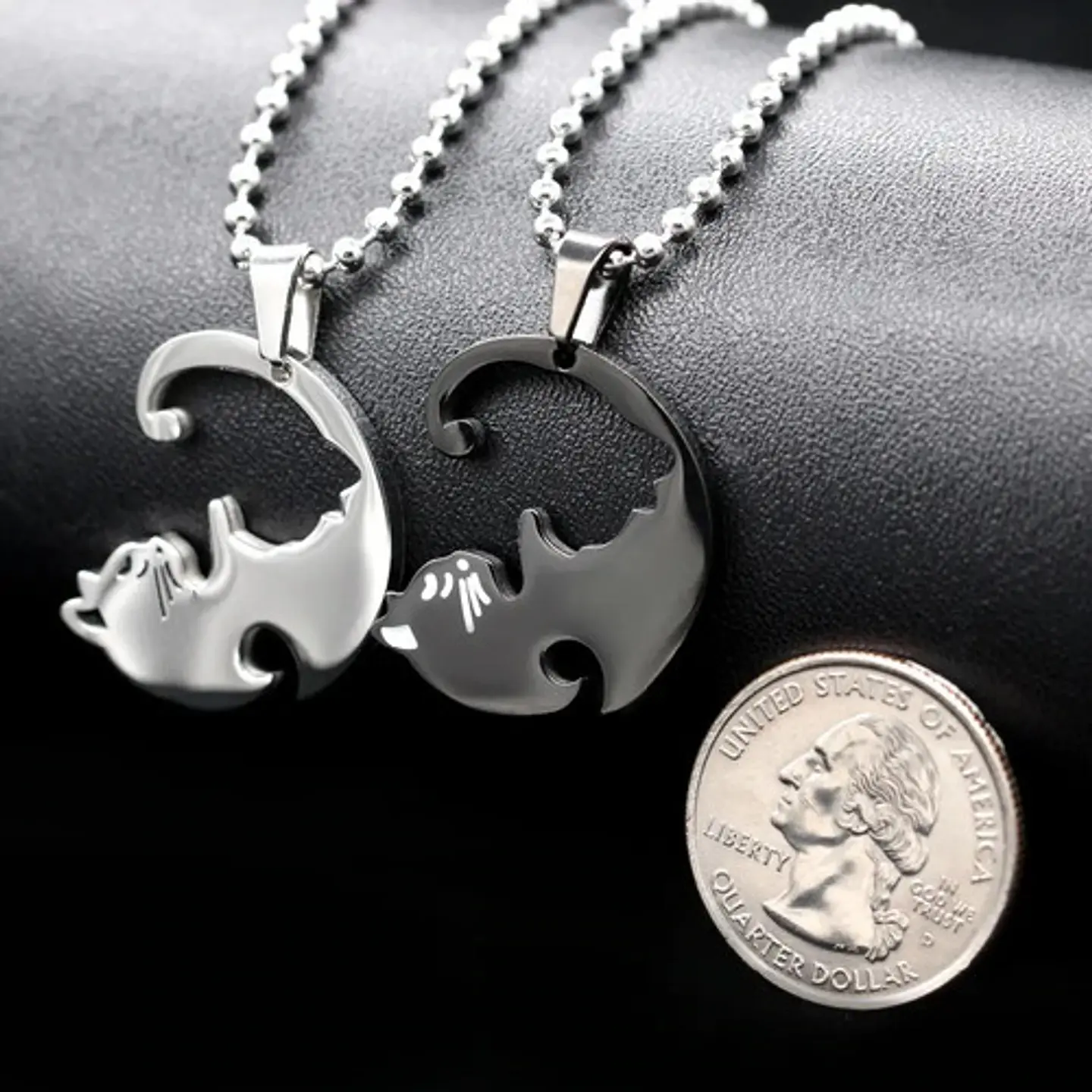 Collar en acero para Mujer Y Hombre Parejas Yin Yang Gato 8