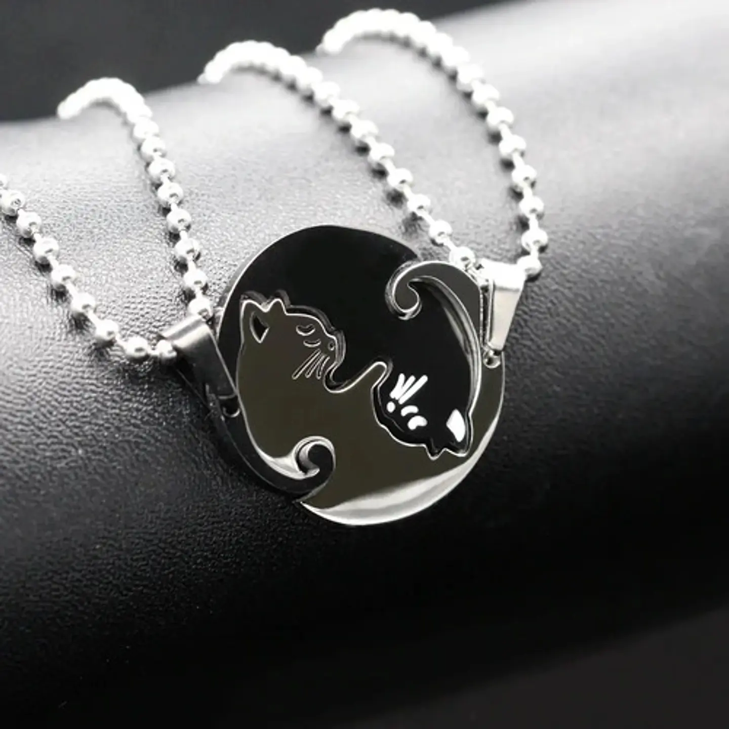 Collar en acero para Mujer Y Hombre Parejas Yin Yang Gato 10