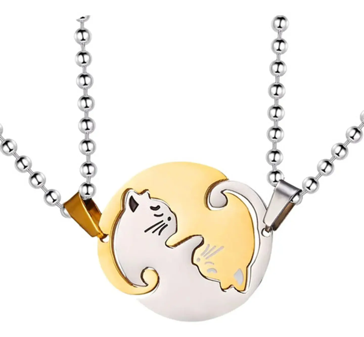 Collar en acero para Mujer Y Hombre Parejas Yin Yang Gato 12