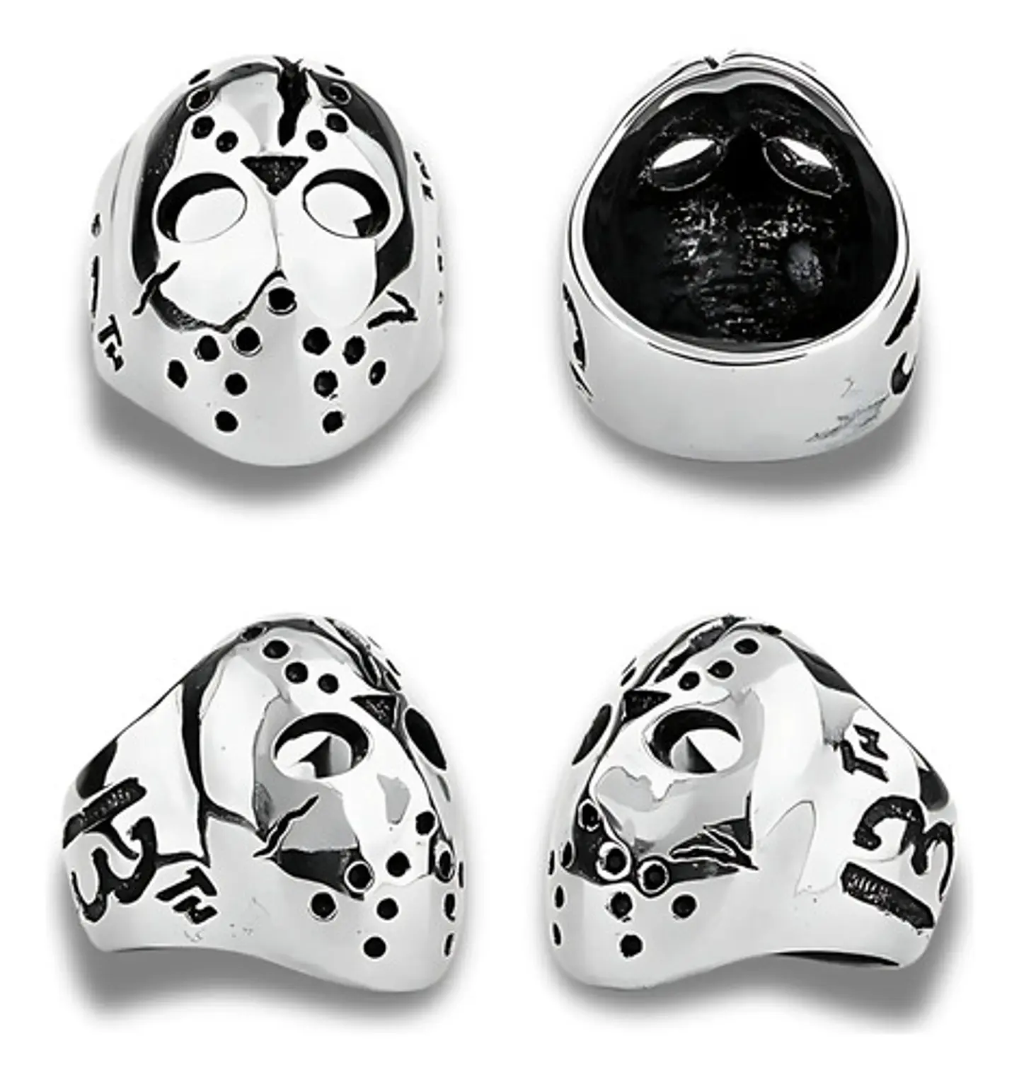 Anillo Acero Inoxidable Viernes 13 Jason Color Plata Hombre 2