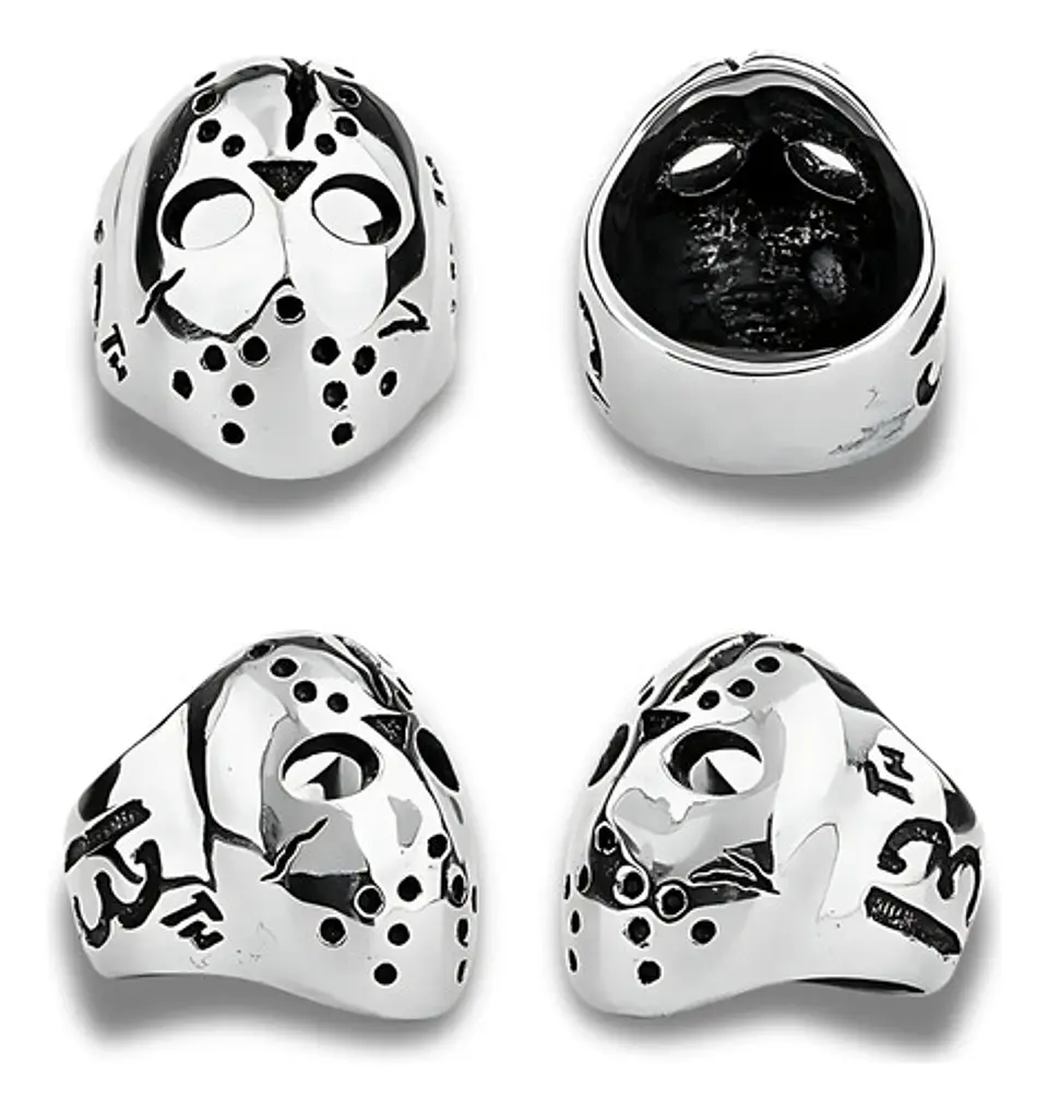 Anillo Acero Inoxidable Viernes 13 Jason Color Plata Hombre 2