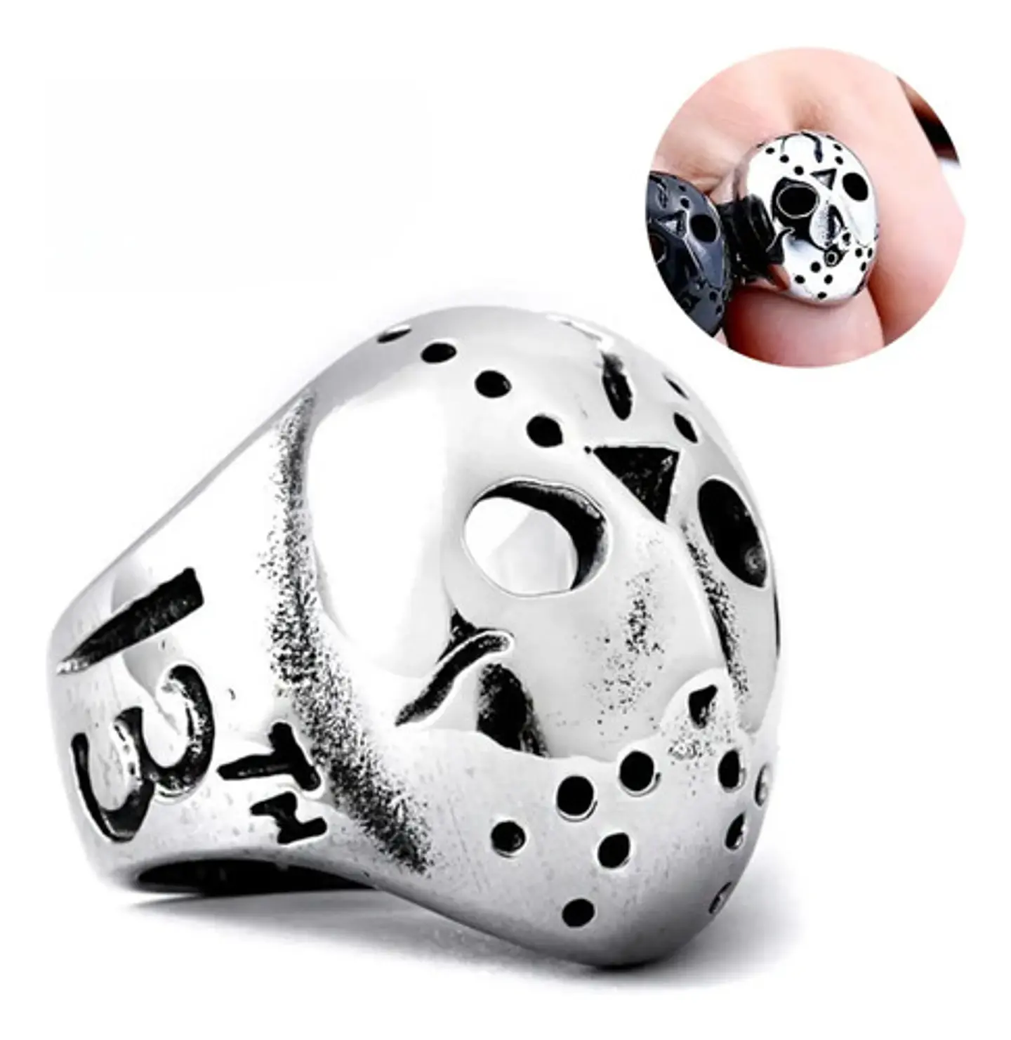 Anillo Acero Inoxidable Viernes 13 Jason Color Plata Hombre 5