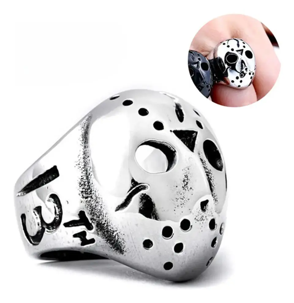Anillo Acero Inoxidable Viernes 13 Jason Color Plata Hombre 5