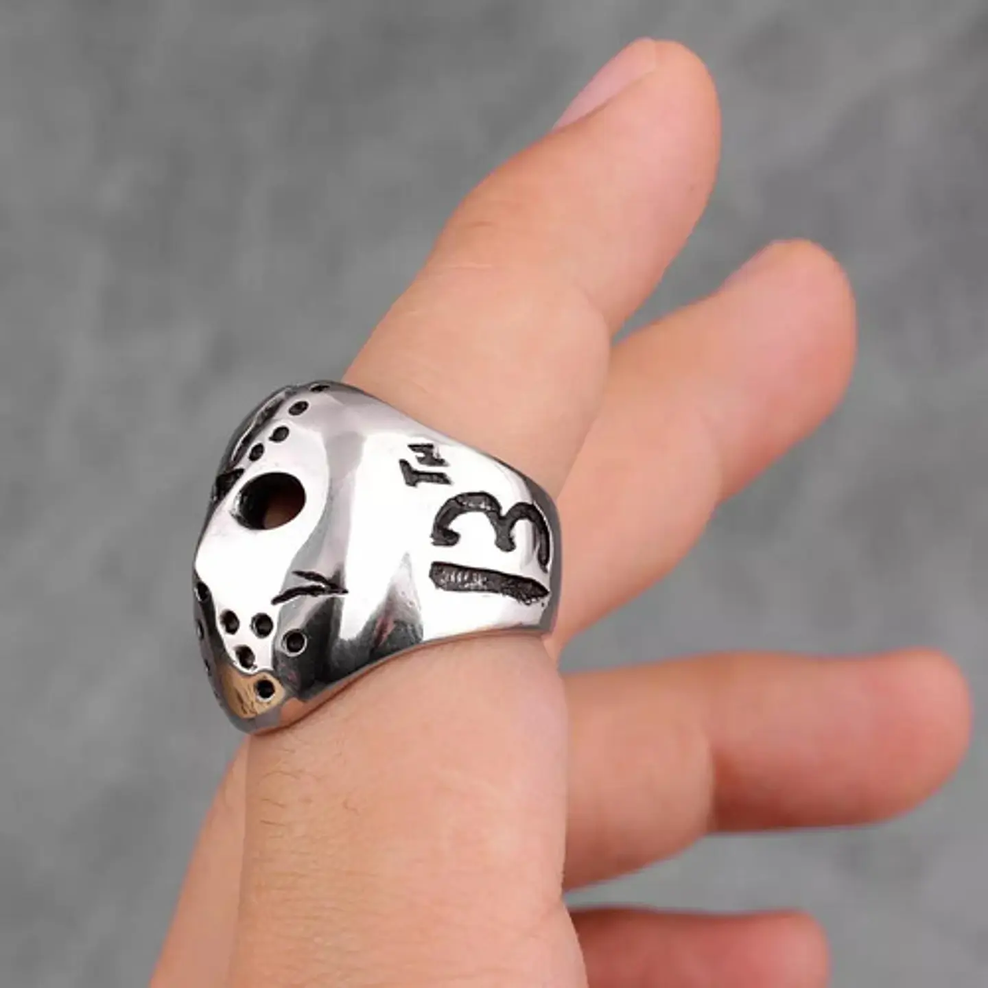 Anillo Acero Inoxidable Viernes 13 Jason Color Plata Hombre 10