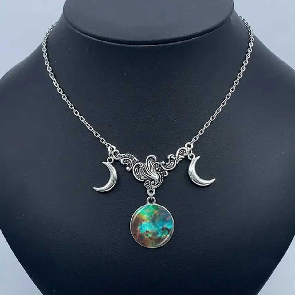 Collar Cristal Universo Espacio Lunas Galaxia Hombre Mujer 4