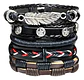 Set 5 Pulseras Hombre Mujer Manilla Brazalete De Cuero Pluma - Miniatura 1