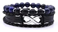 Pulsera Manilla Piedras Naturales Cuero Infinito Para Hombre - Miniatura 7