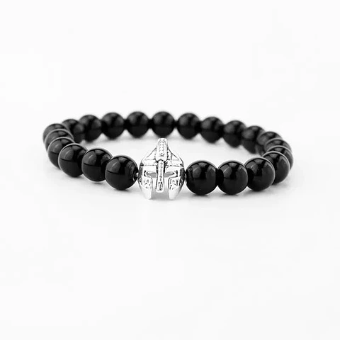 Pulsera Manilla Piedras Naturales Casco Esparta Para Hombre