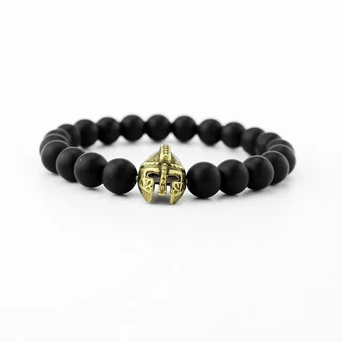 Pulsera Manilla Piedras Naturales Casco Esparta Para Hombre